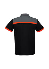 Biz Collection P500MS Charger Mens Short Sleeve Polo in Black/Fluoro Orange/Grey - back view