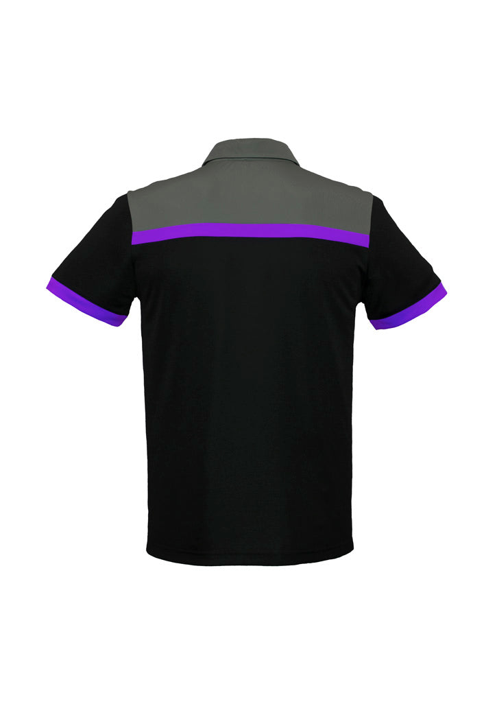 Biz Collection P500MS Charger Mens Short Sleeve Polo in Black/Purple/Grey - back view