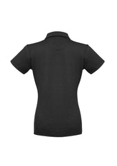Biz Collection P501LS Shadow Womens Short Sleeve Polo in Graphite Black - back view
