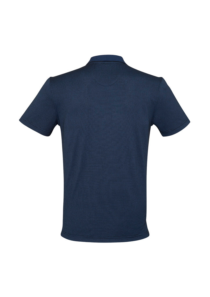 Biz Collection P501MS Shadow Mens Short Sleeve Polo in Carbon Blue - back view