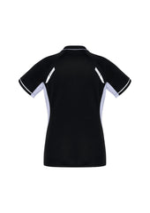 Biz Collection P700LS Renegade Womens Short Sleeve Polo in Black/White/Silver - back view