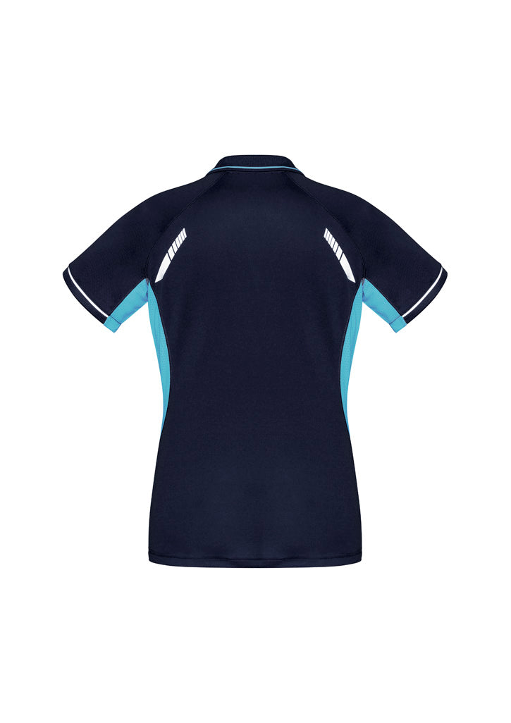 Biz Collection P700LS Renegade Womens Short Sleeve Polo in Navy/Sky/Silver - back view