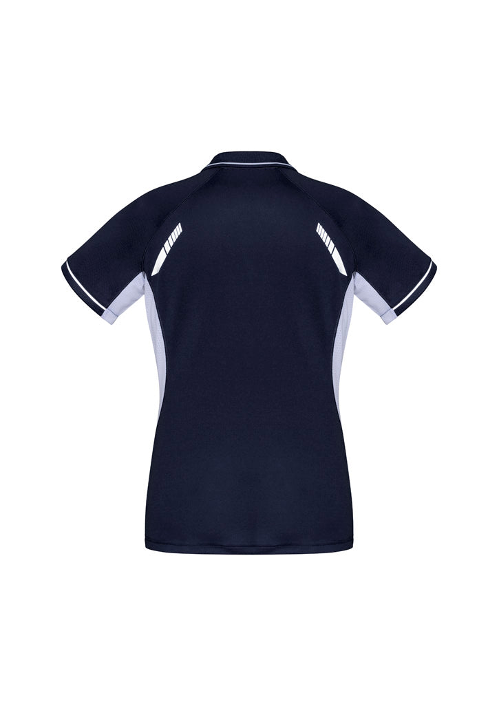 Biz Collection P700LS Renegade Womens Short Sleeve Polo in Navy/White/Silver - back view