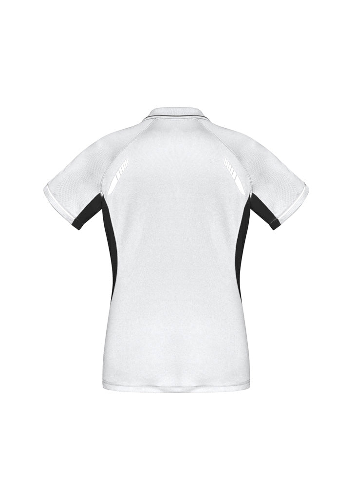 Biz Collection P700LS Renegade Womens Short Sleeve Polo in White/Black/Silver - back view