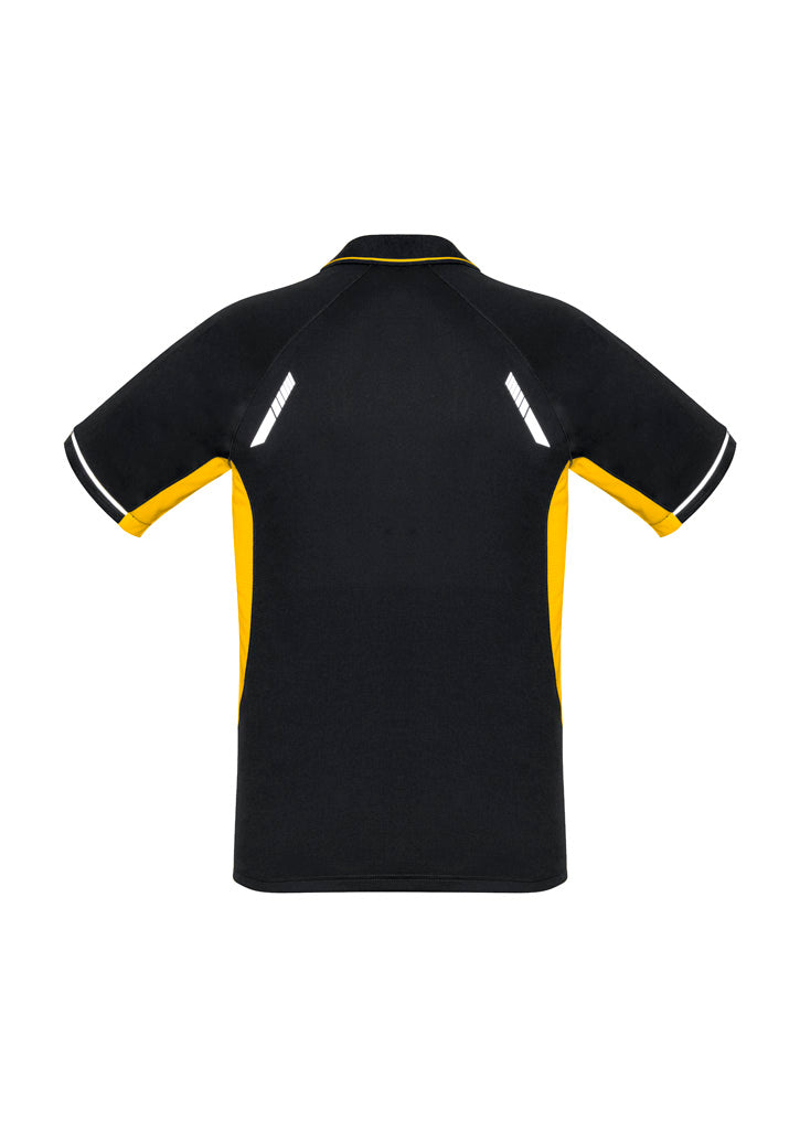 Biz Collection P700MS Renegade Mens Short Sleeve Polo in Black/Gold/Silver - back view