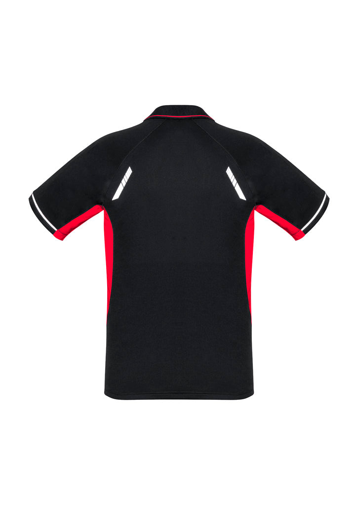 Biz Collection P700MS Renegade Mens Short Sleeve Polo in Black/Red/Silver - back view