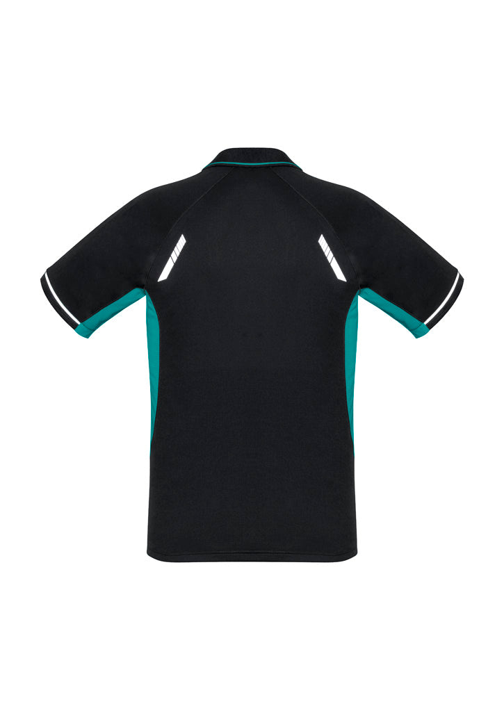 Biz Collection P700MS Renegade Mens Short Sleeve Polo in Black/Teal/Silver - back view
