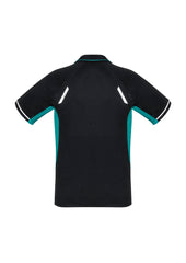 Biz Collection P700MS Renegade Mens Short Sleeve Polo in Black/Teal/Silver - back view