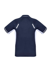 Biz Collection P700MS Renegade Mens Short Sleeve Polo in Navy/White/Silver - back view