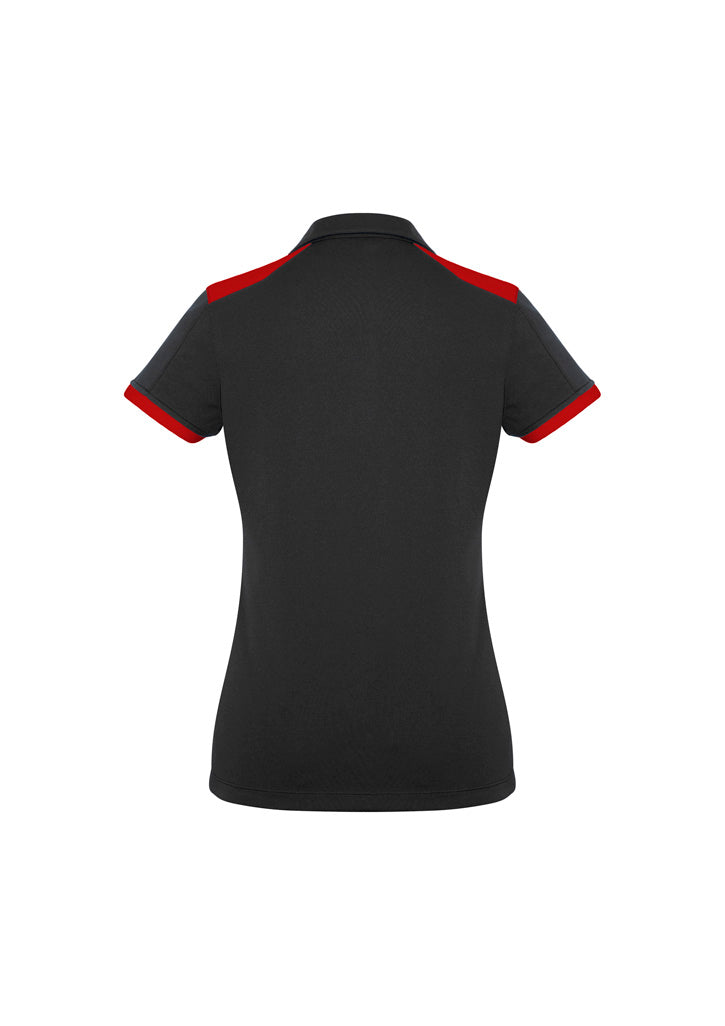 Biz Collection P705LS Rival Womens Short Sleeve Polo in Black/Red - back view