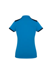 Biz Collection P705LS Rival Womens Short Sleeve Polo in Cyan/Navy - back view