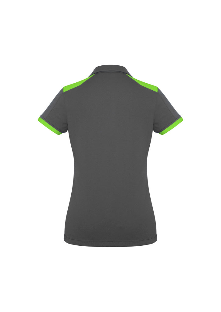 Biz Collection P705LS Rival Womens Short Sleeve Polo in Grey/Fluoro Lime - back view