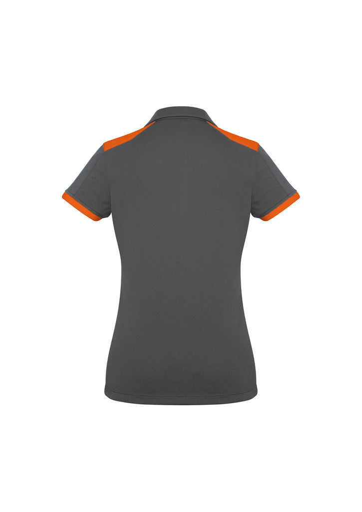 Biz Collection P705LS Rival Womens Short Sleeve Polo in Grey/Orange - back view