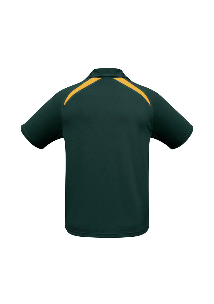 Biz Collection P7700B Splice Kids Short Sleeve Polo in Forest/Gold - back view