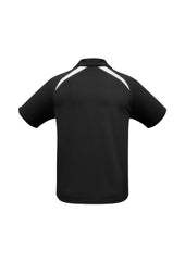 Biz Collection P7700 Splice Mens Short Sleeve Polo in Black/White - back view