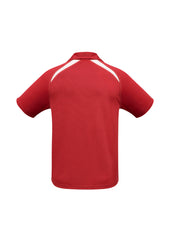 Biz Collection P7700 Splice Mens Short Sleeve Polo in Red/White - back view