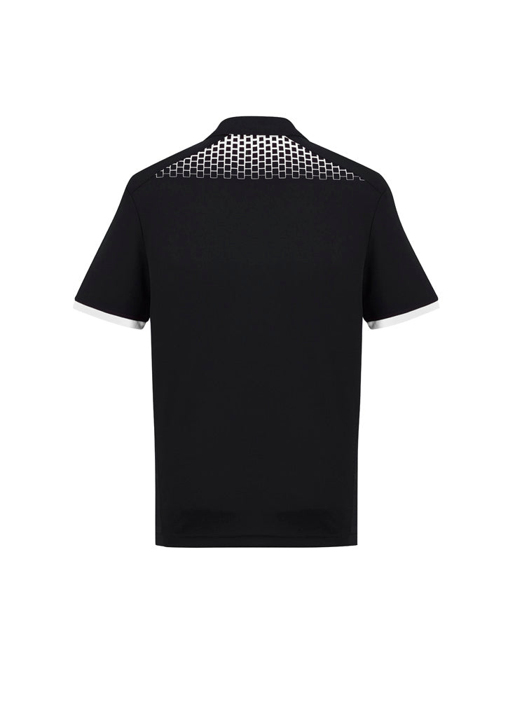 Biz Collection P900MS Galaxy Mens Short Sleeve Polo in Black/White - back view