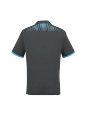 Biz Collection P900MS Galaxy Mens Short Sleeve Polo in Grey/Cyan - back view
