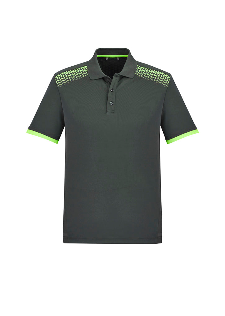 Biz Collection P900MS Galaxy Mens Short Sleeve Polo in Grey/Fluoro Lime