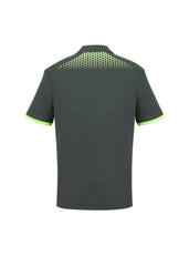 Biz Collection P900MS Galaxy Mens Short Sleeve Polo in Grey/Fluoro Lime - back view
