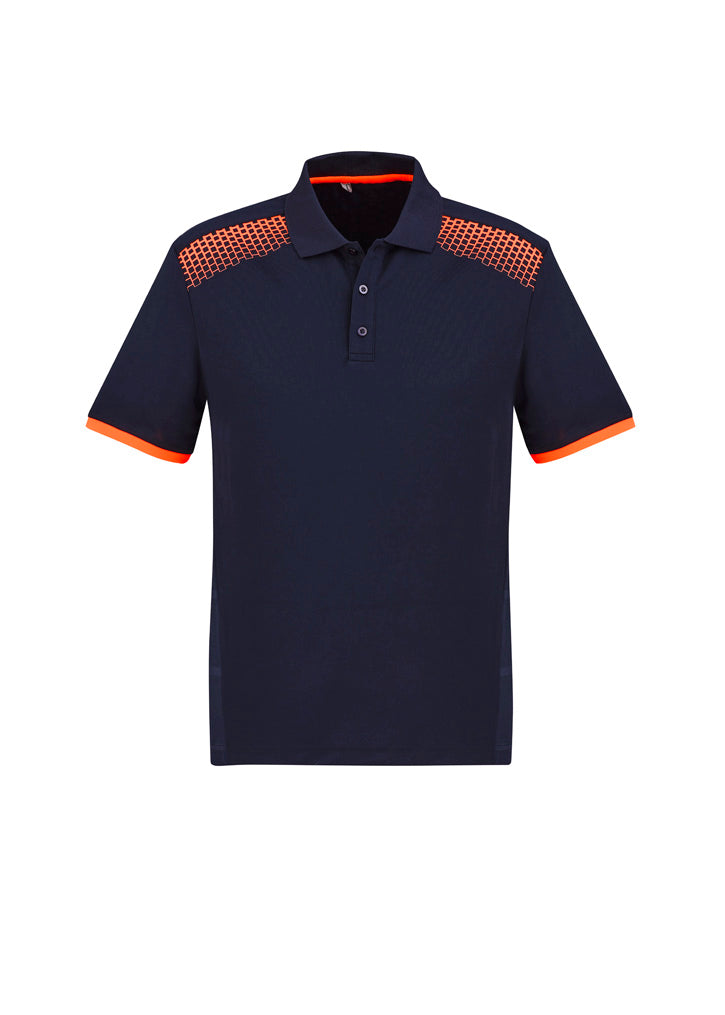 Biz Collection P900MS Galaxy Mens Short Sleeve Polo in Navy/Fluoro Orange