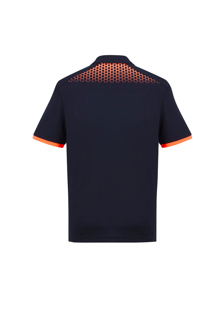 Biz Collection P900MS Galaxy Mens Short Sleeve Polo in Navy/Fluoro Orange - back view