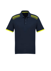 Biz Collection P900MS Galaxy Mens Short Sleeve Polo in Navy/Fluoro Yellow