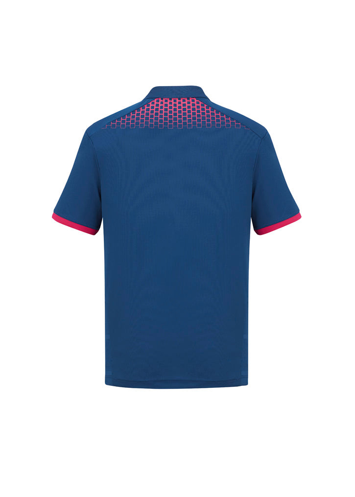 Biz Collection P900MS Galaxy Mens Short Sleeve Polo in Steel Blue/Magenta - back view