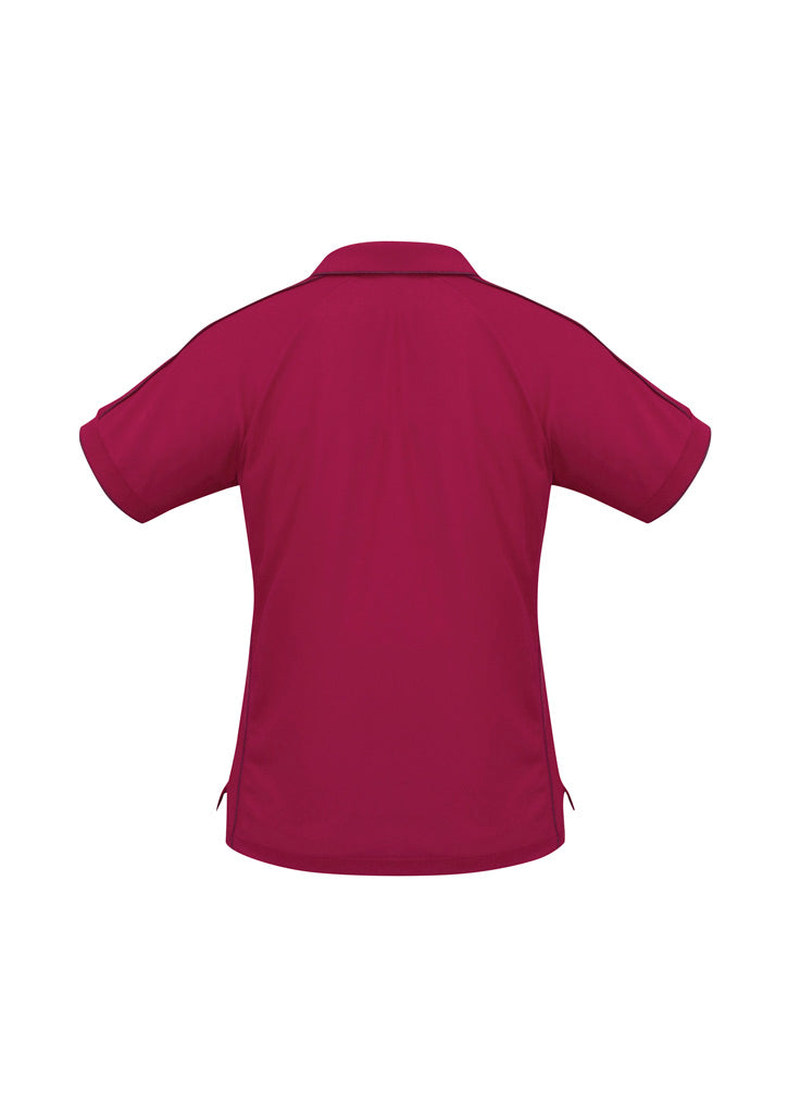 Biz Collection P9925 Resort Womens Short Sleeve Polo in Cherry/Maroon - back view