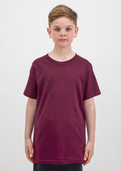 Basis Kids Short Sleeve Tee - X1001K in Plum - model