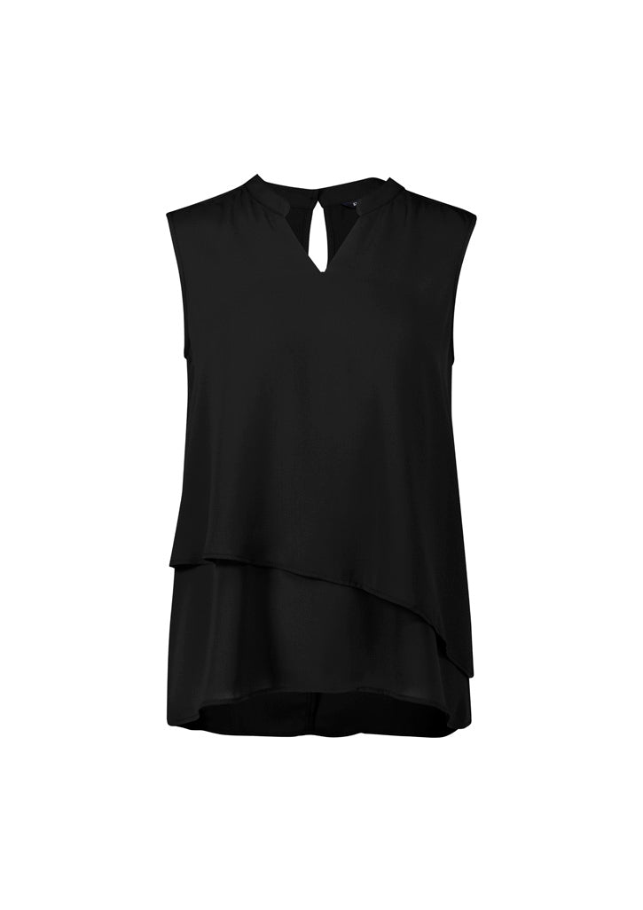 Biz Corporates RB260LN Seville Womens Sleeveless Layered Blouse in Black