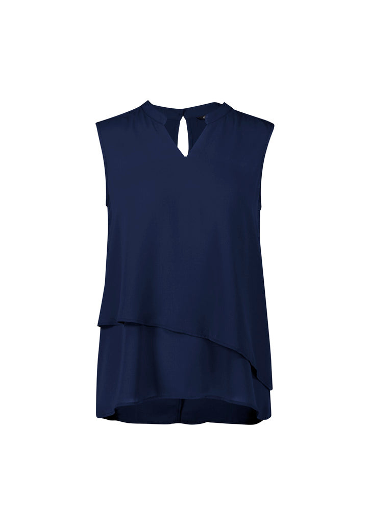 Biz Corporates RB260LN Seville Womens Sleeveless Layered Blouse in Navy