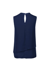 Biz Corporates RB260LN Seville Womens Sleeveless Layered Blouse in Navy - back view