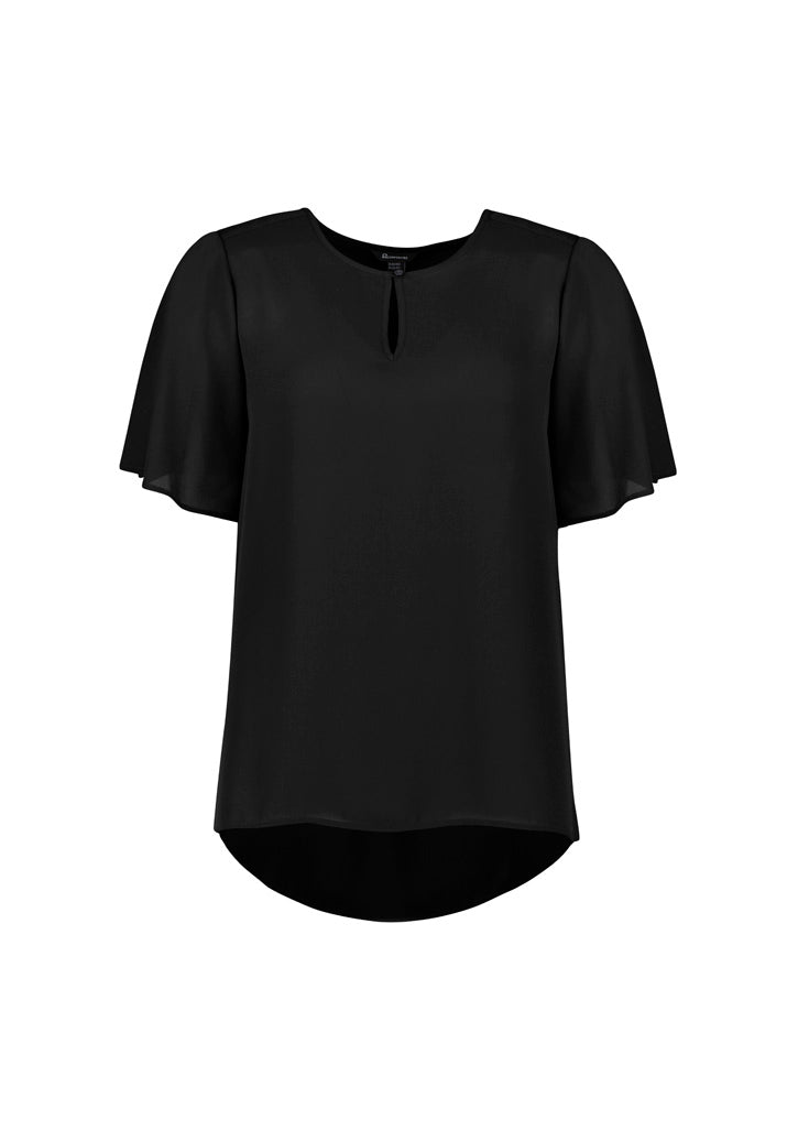 Biz Corporates RB261LS Vienna Womens Short Sleeve Blouse in Black