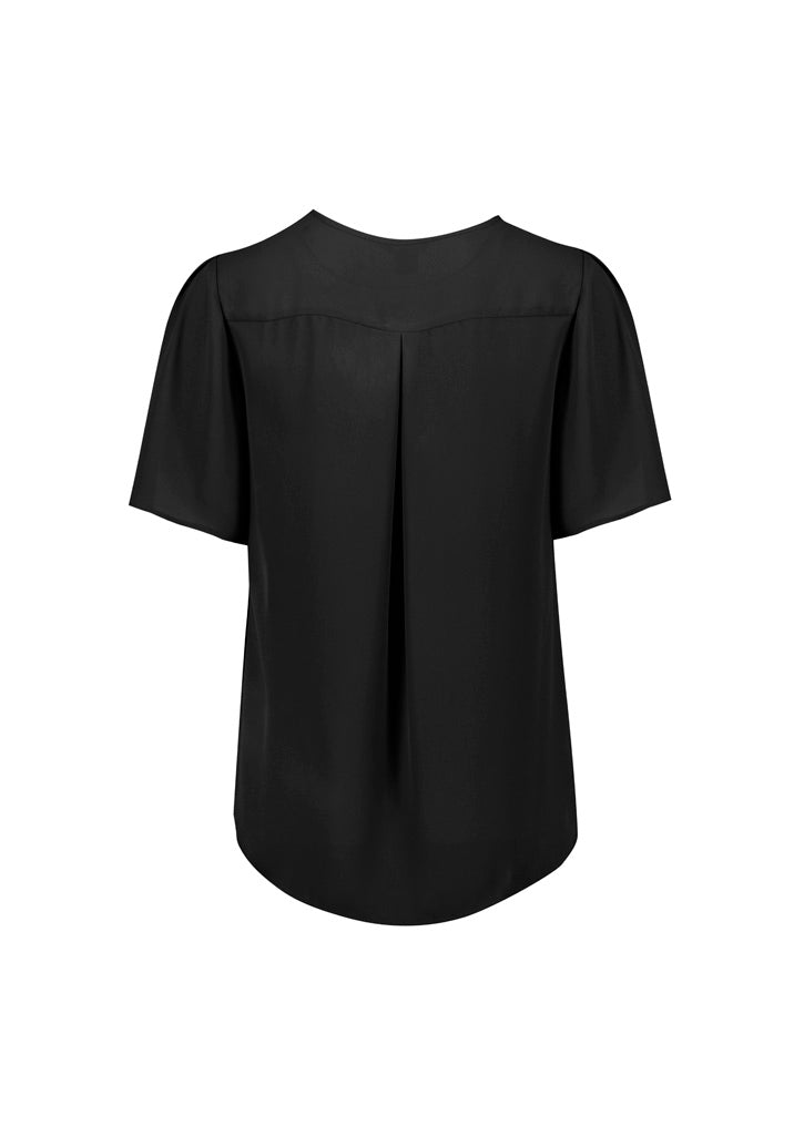 Biz Corporates RB261LS Vienna Womens Short Sleeve Blouse in Black - back view