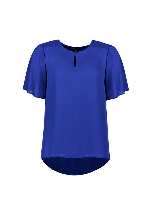 Biz Corporates RB261LS Vienna Womens Short Sleeve Blouse in Cobalt