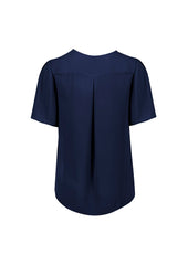 Biz Corporates RB261LS Vienna Womens Short Sleeve Blouse in Navy - back view