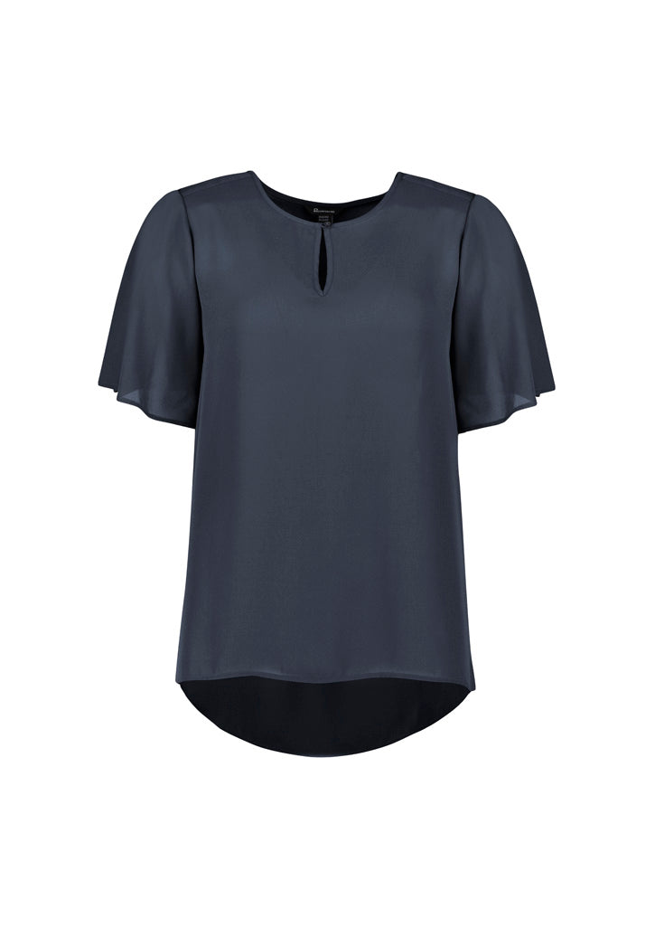 Biz Corporates RB261LS Vienna Womens Short Sleeve Blouse in Storm Blue
