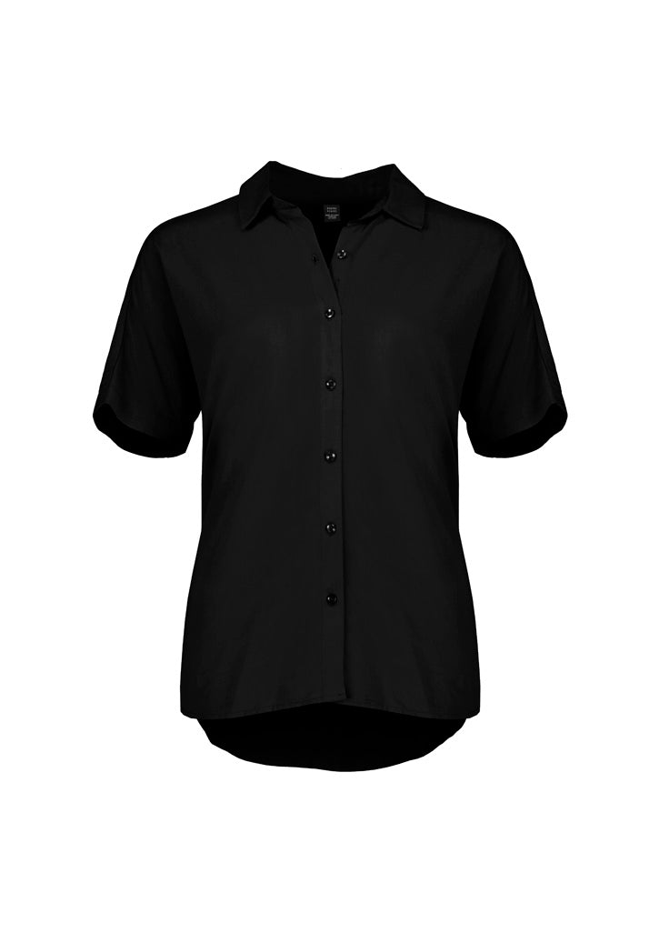 Biz Corporates RB365L Dahlia Womens Short Sleeve Blouse in Black