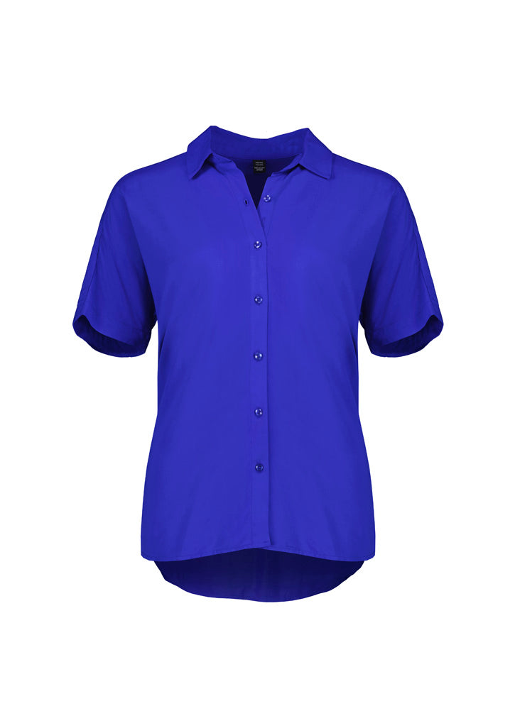 Biz Corporates RB365L Dahlia Womens Short Sleeve Blouse in Cobalt