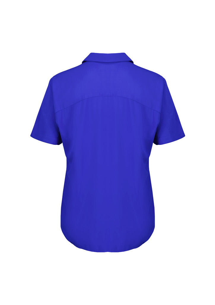 Biz Corporates RB365L Dahlia Womens Short Sleeve Blouse in Cobalt - back view