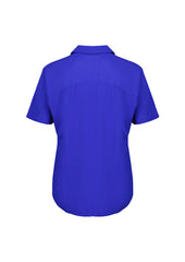Biz Corporates RB365L Dahlia Womens Short Sleeve Blouse in Cobalt - back view