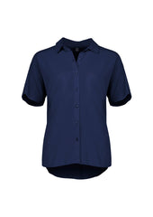 Biz Corporates RB365L Dahlia Womens Short Sleeve Blouse in Navy