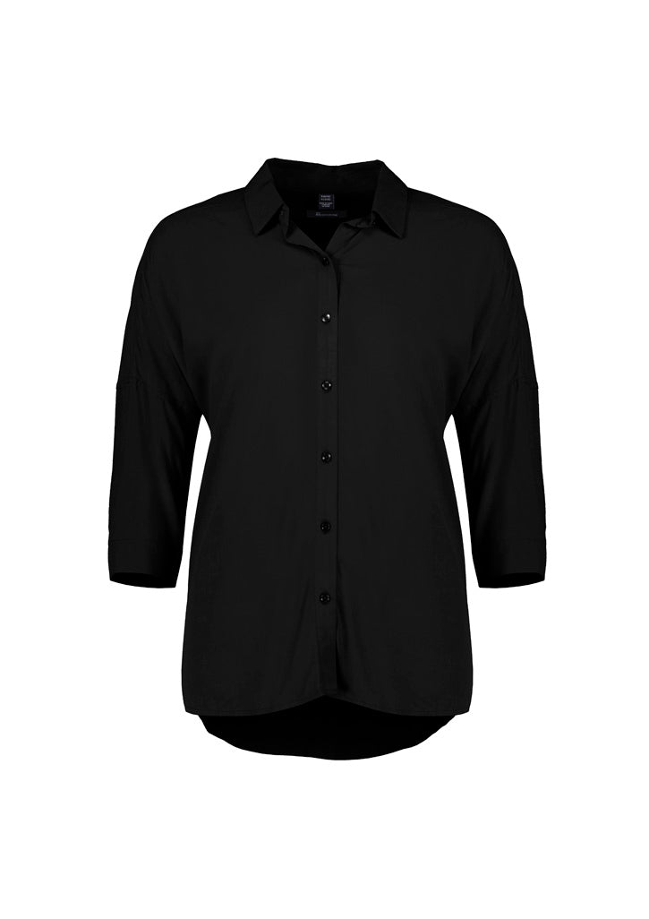 Biz Corporates RB366LT Dahlia Womens 3/4 Sleeve Blouse in Black