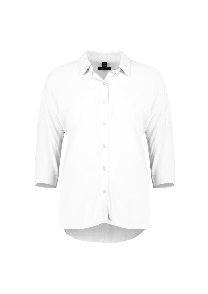 Biz Corporates RB366LT Dahlia Womens 3/4 Sleeve Blouse in White