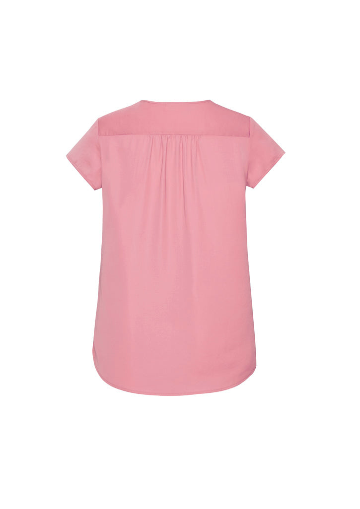 Biz Corporates RB967LS Kayla Womens V-Neck Pleat Blouse in Dusty Rose - back view