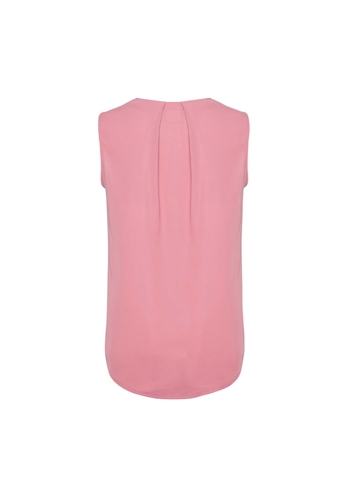 Biz Corporates RB973LN Estelle Womens Sleeveless Pleat Detail Blouse in Dusty Rose - back view
