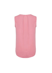 Biz Corporates RB973LN Estelle Womens Sleeveless Pleat Detail Blouse in Dusty Rose - back view