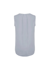 Biz Corporates RB973LN Estelle Womens Sleeveless Pleat Detail Blouse in Silver - back view