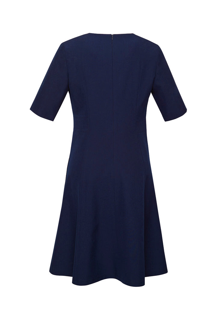 Biz Corporates RD974L Siena Womens Extended Short Sleeve Dress in Marine - back view
